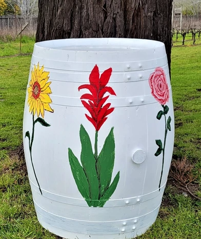 Painted Wine Barrels Celebrate Spring 1