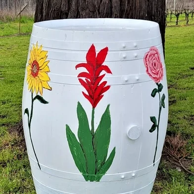 Painted Wine Barrels Celebrate Spring 1